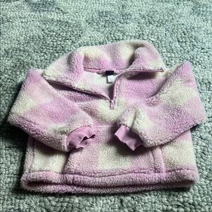 Tea Collection Pink and Cream Kids Fleece Sweater jacket